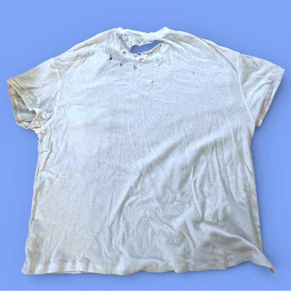 EUC We the Free Rubi Oversized Blue Distressed Tee Sz Large - Picture 2 of 9